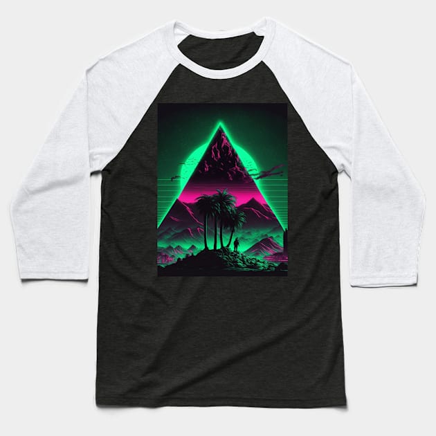 Synthwave Aesthetic Eye Of The Illuminati Baseball T-Shirt by Nightarcade